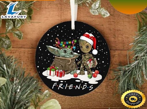 Friends Baby Yoda Groot Star Wars Christmas Ceramic Ornament