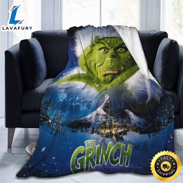 Gehiypa The Grinch Movie Christmas Blanket Flannel Throw Blanket
