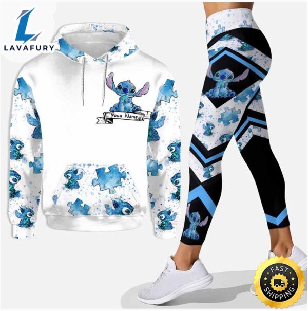 Gift For Stitch Lover Disney Gift Autism Awareness Personalized Hoodie And Legging Set