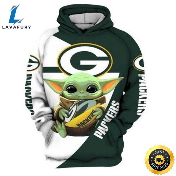 Green Bay Packers Baby Yoda Star Wars Full Printing 3d Hoodie All Over Printed
