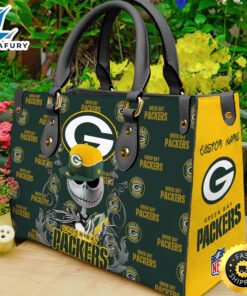 Green Bay Packers NFL Jack Skellington Women Leather Hand Bag