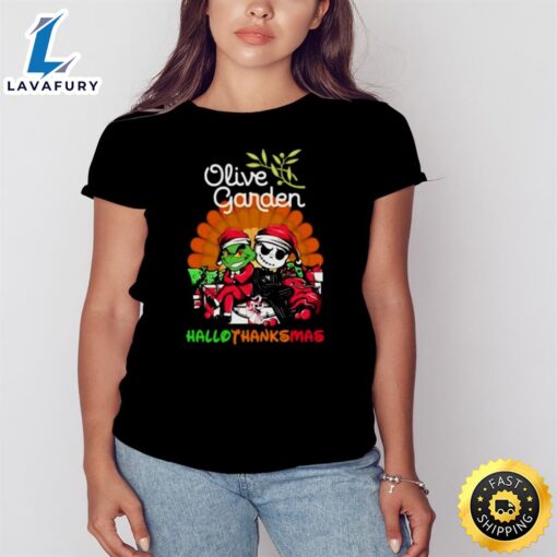 Grinch And Jack Skellington Olive Garden Hallothanksmas 2023 Shirt