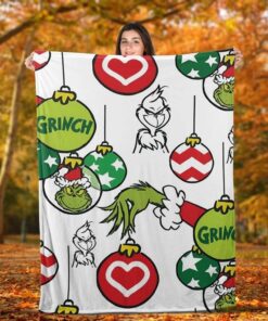Grinch Christmas Fleece Blanket Bed…
