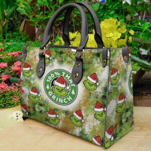 Grinch Face Christmas Leather Bag…