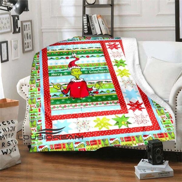 Grinch Funny Animated Fleece Blanket, How The Grinch Stole Christmas Cute Blanket