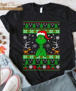 Grinch Santa Hat Christmas Shirt,…