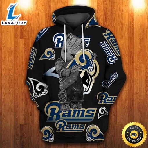 Groot Los Angeles Rams Logo 3d Hoodie