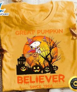 Halloween Snoopy Witch Tee Great Pumpkin Believer Since 1966 Orange T Shirt