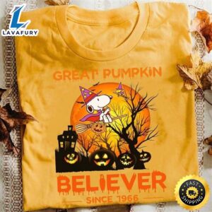 Halloween Snoopy Witch Tee Great Pumpkin Believer Since 1966 Orange T Shirt