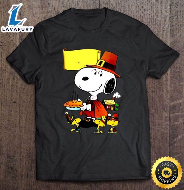 Happy Turkey Day Snoopy And Woodstock Thanksgiving Tee Shirt
