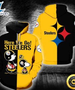 Here We Go Steelers Pittsburgh Steelers Snoopy 3d Hoodie All Over Printed