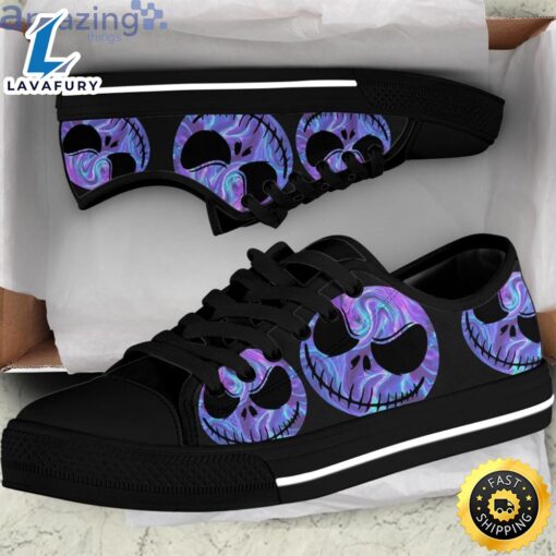 Hologram Jack Skellington Face Low Top Canvas Shoes