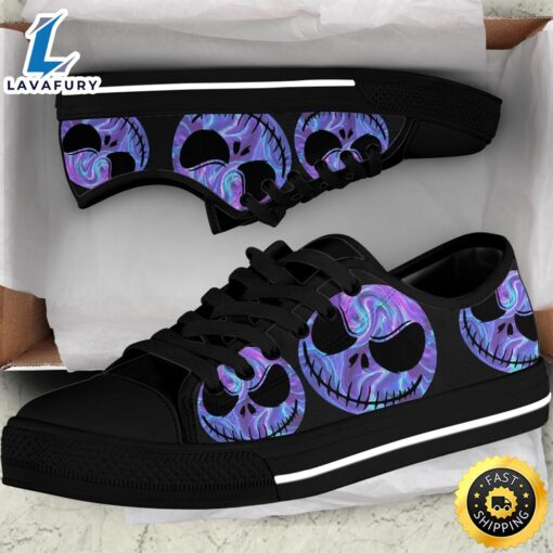 Hologram Jack Skellington Face Women Low Top Canvas Shoes