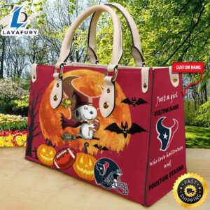 Houston Texans NFL Snoopy Halloween Women Leather Hand Bag