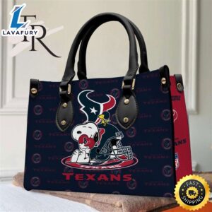 Houston Texans NFL Snoopy Women Premium Leather Hand Bag