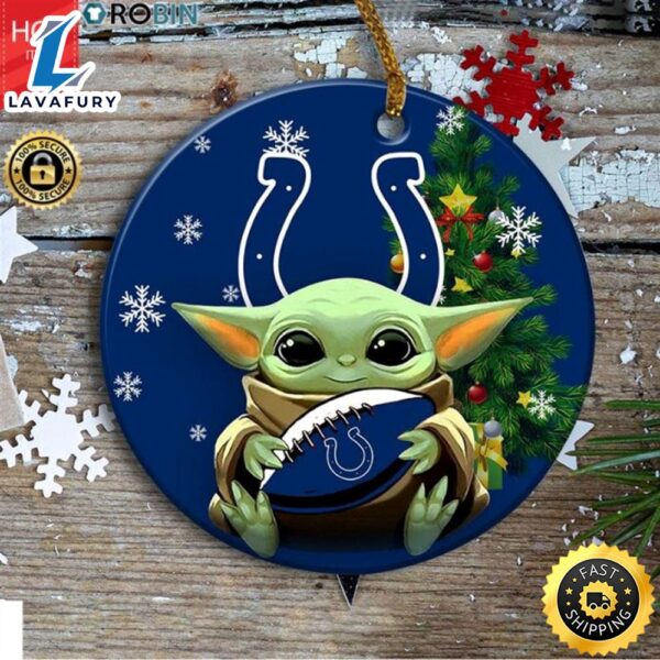 Indianapolis Colts Baby Yoda Christmas Ceramic Ornament