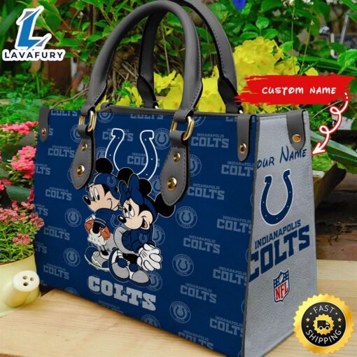 Indianapolis Colts Mickey And Minnie Women Leather Hand Bag