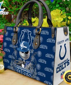 Indianapolis Colts NFL Jack Skellington Women Leather Hand Bag