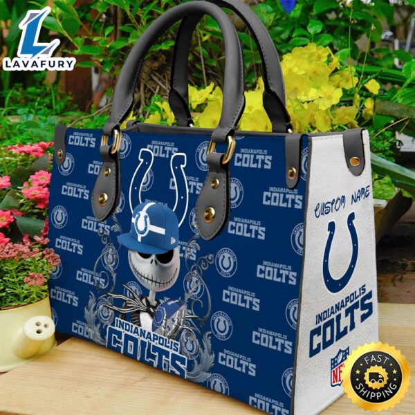 Indianapolis Colts NFL Jack Skellington Women Leather Hand Bag