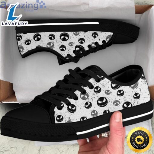 Jack Skellington Face Halloween Low Top Canvas Shoes