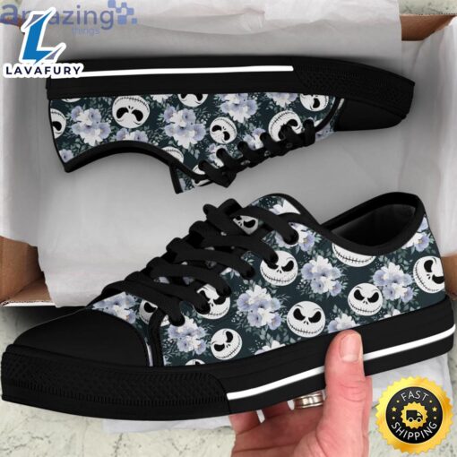 Jack Skellington Flowers Low Top Canvas Shoes