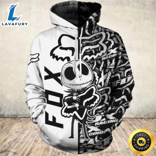 Jack Skellington Hold Fox Racing Logo 3d Printed Hoodie