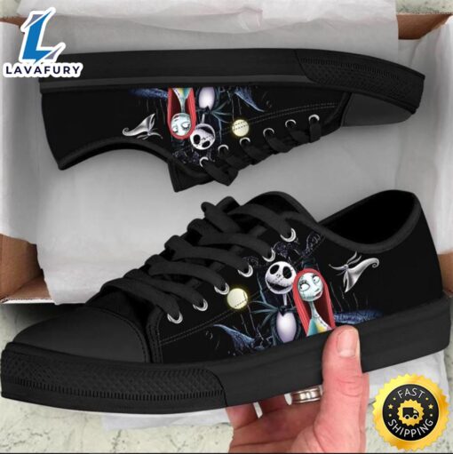 Jack Skellington & Sally Women Low Top Canvas Shoes