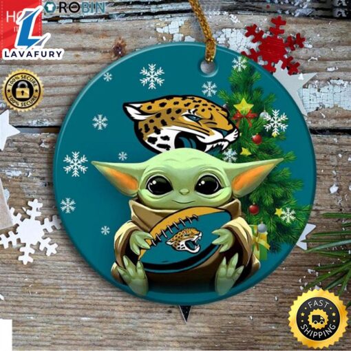 Jacksonville Jaguars Baby Yoda Christmas Ceramic Ornament