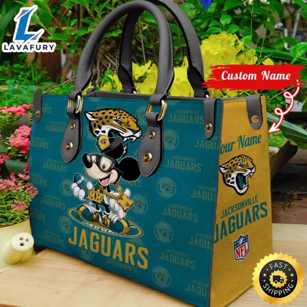 Jacksonville Jaguars Mickey Retro Women Leather Hand Bag