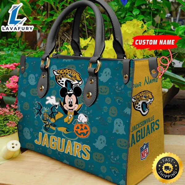 Jacksonville Jaguars NFL Mickey Halloween Women Leather Hand Bag
