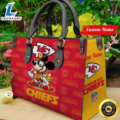 Kansas City Chiefs Mickey Retro Women Leather Hand Bag