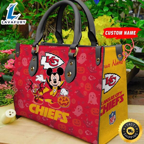 Kansas City Chiefs NFL Mickey Halloween Women Leather Hand Bag
