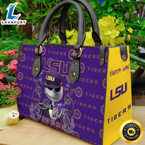 LSU Tigers NCAA Jack Skellington Women Leather Hand Bag