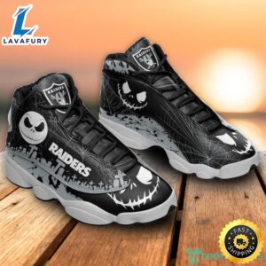 Las Vegas Raiders Jack Skellington Halloween Air Jordan 13 Shoes For Fans