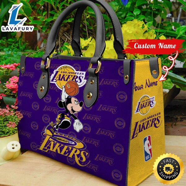 Los Angeles Lakers NBA Mickey Women Leather Hand Bag