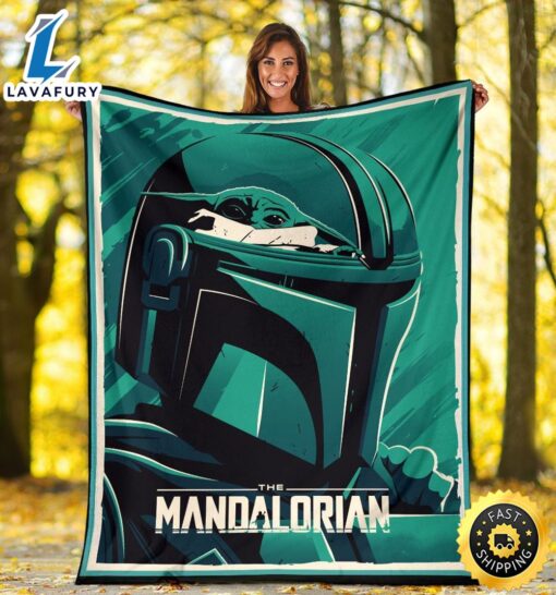 Mandalorian Fleece Blanket Funny Baby Yoda Bounty Hunter