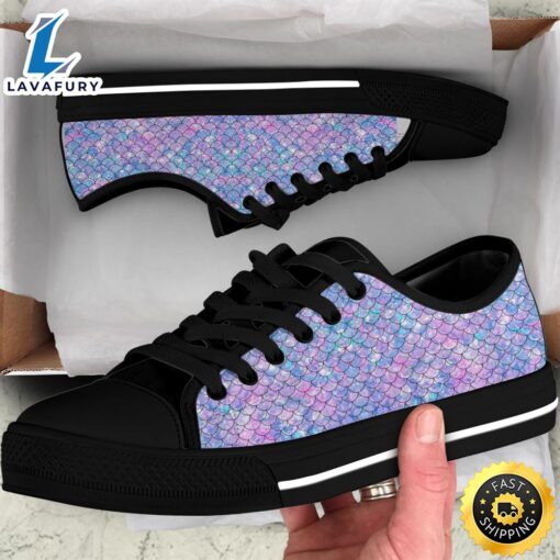 Mermaid Pattern Women Low Top Canvas Shoes 3D