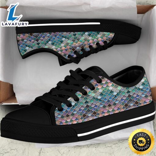 Mermaid Pattern Women Low Top Canvas Shoes