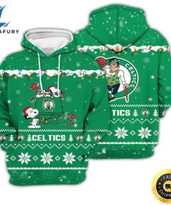 Merry Christmas Season Boston Celtics Snoopy 3d Hoodie Ugly Unisex