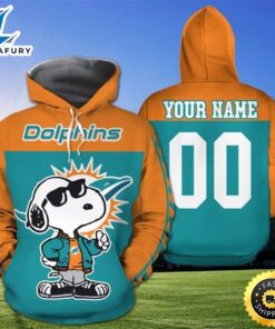 Miami Dolphins Custom Name And Number 3d Hoodie Zip Hoodie, Nfl The Snoopy 3d All Over Print Hoodie Zip Hoodie