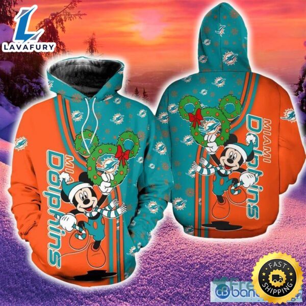 Miami Dolphins Disney Mickey Funny Hoodie Zip Hoodie Print Holiday Gift For Fans Christmas