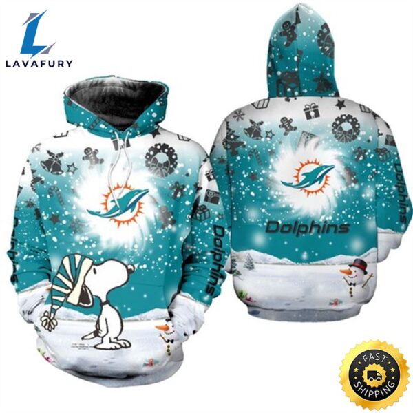 Miami Dolphins Hoodie 3d Xmas Snoopy Limited Edition