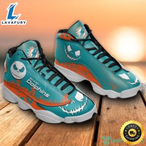 Miami Dolphins Jack Skellington Halloween Air Jordan 13 Shoes For Fans