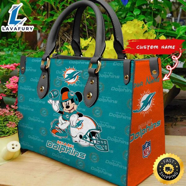 Miami Dolphins Mickey Women Leather Hand Bag