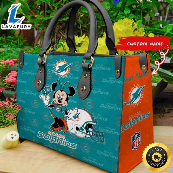 Miami Dolphins Minnie Women Leather Hand Bag