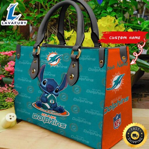 Miami Dolphins Stitch Women Leather Hand Bag