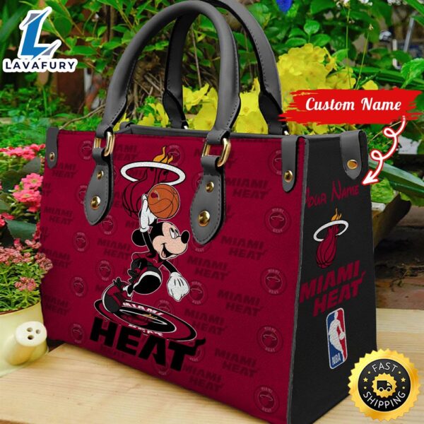 Miami Heat NBA Mickey Women Leather Hand Bag
