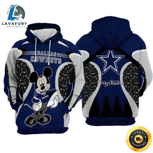 Mickey Mouse Nfl Dallas Cowboys 3d Hoodie