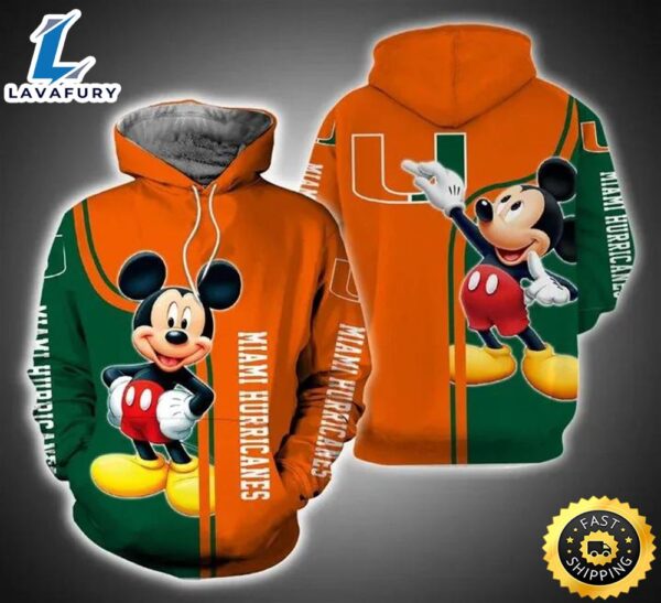 Mickey Mouse Paints Logo Miami Hurricanes 3d Hoodie Cool Miami Hurricanes Gifts –