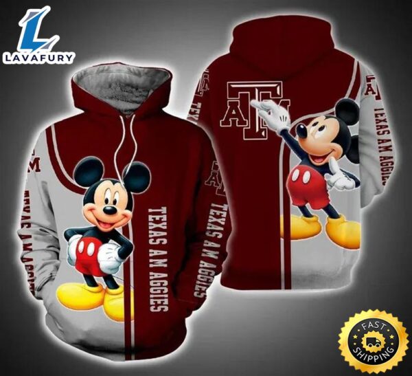 Mickey Mouse Paints Logo Texas A&M Aggies 3d Hoodie College Gifts